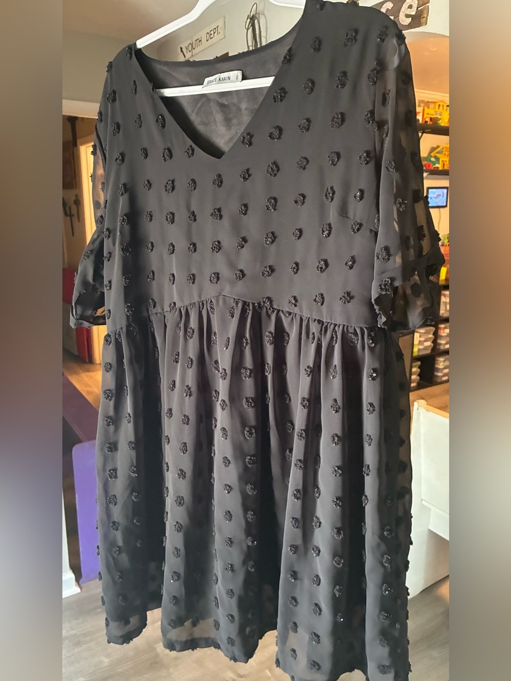 Grace Karin Women’s 2X Flocked Dot Dress